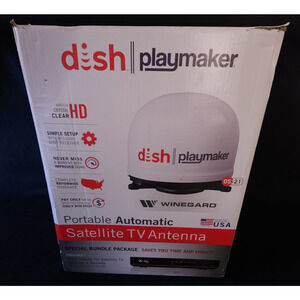 Portable HD Dish Playmaker Bundle Satellite TV Antenna White w/ Wally Receiver